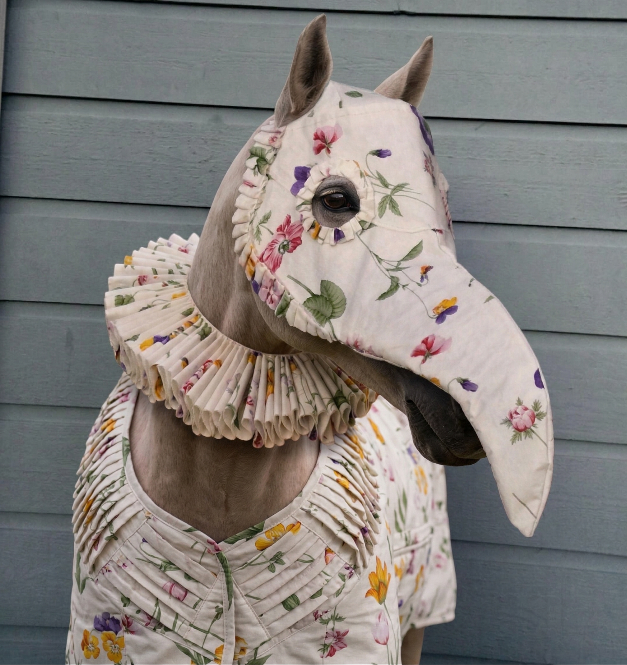 Horse blanket craft made from old picnic blanket and cardboard