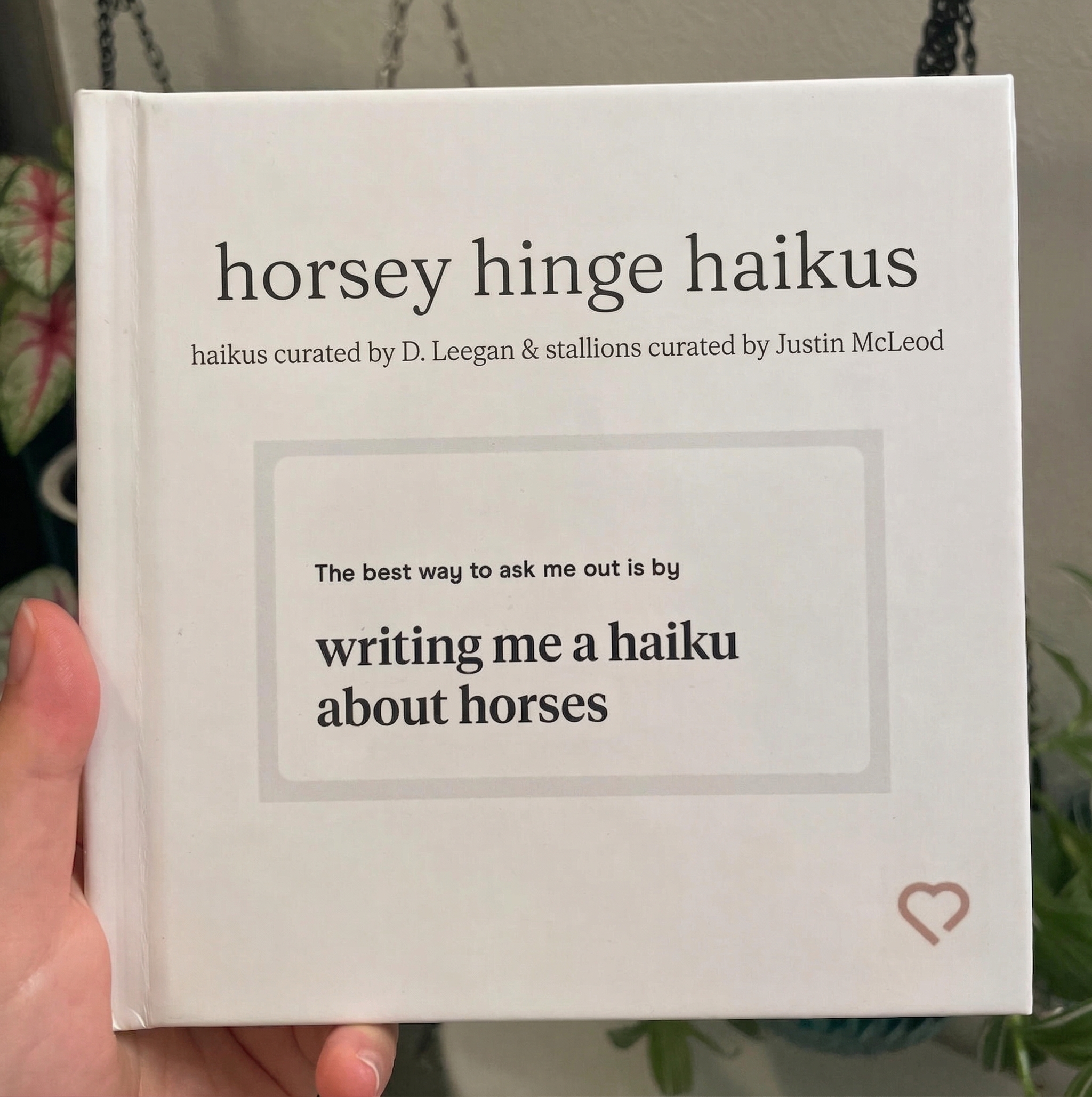 H*rsy Hinge Haikus book cover being held up